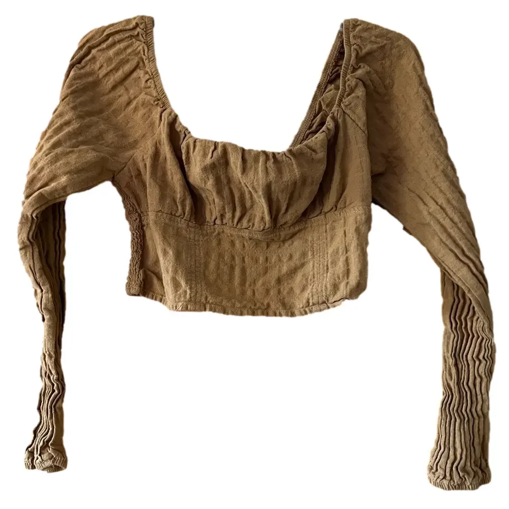 Wild Fable Cropped Ribbed Long Sleeve Top